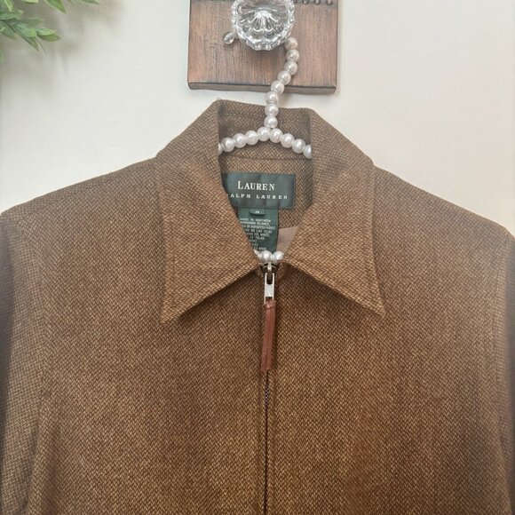 Vintage Lauren Ralph Lauren Womens Size 4 Wool Jacket Brown Full Zip - Picture 2 of 4